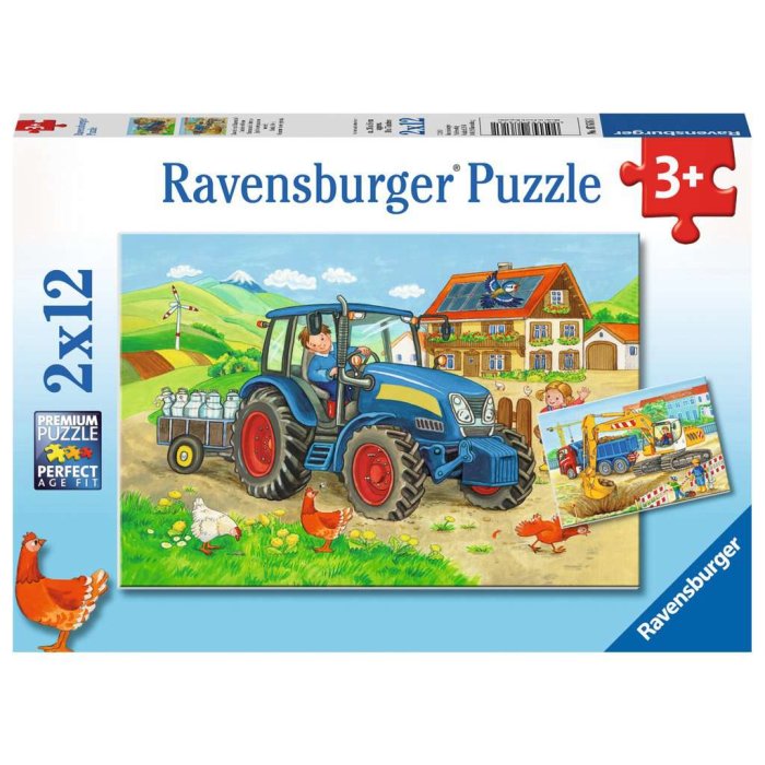 Ravensburger - Baustelle und Bauernhof PUZZLE (2 x 12 TEILE)