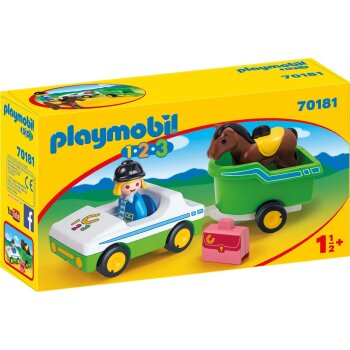 PLAYMOBIL - 1-2-3 - 70181 PKW mit Pferdeanhänger (A)