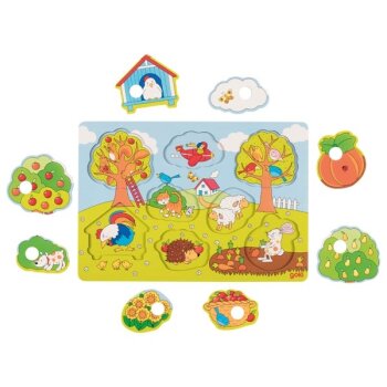 Goki - Holz-Hintergrundpuzzle GARTEN (A)