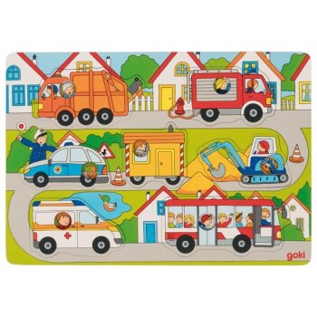 Goki - Puzzle aus Holz - 7 Teile - ab 1 Jahr - Baustelle
