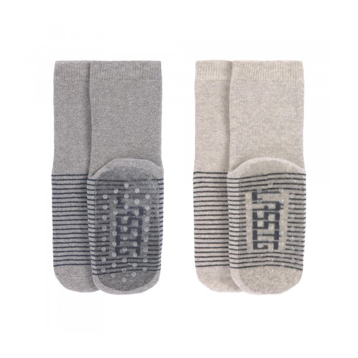 Lässig - Kinder Antirutsch-Socken (2er-Pack) - Anti-Slip Socks, Grey - Beige Gr.23-26 (2)