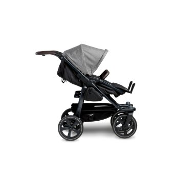 TFK - duo 2 - Zwillings/Geschwister-Kinderwagen PREMIUM-GRAU (Luftkammerreifen)