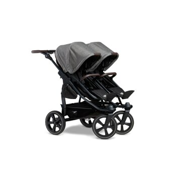 TFK - duo 2 - Zwillings/Geschwister-Kinderwagen PREMIUM-GRAU (Luftkammerreifen)