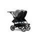 TFK - duo 2 - Zwillings/Geschwister-Kinderwagen PREMIUM-GRAU (Luftkammerreifen)