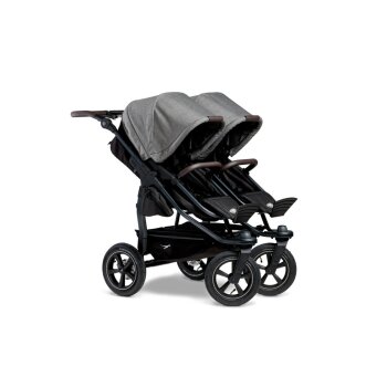 TFK - duo 2 - Zwillings/Geschwister-Kinderwagen PREMIUM-GRAU (Luftreifen)