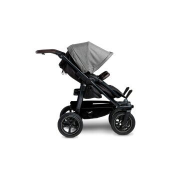 TFK - duo 2 - Zwillings/Geschwister-Kinderwagen PREMIUM-GRAU (Luftreifen)