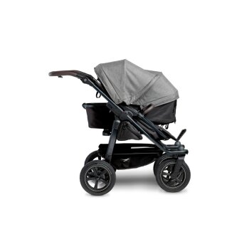 TFK - duo 2 - Zwillings/Geschwister-Kinderwagen PREMIUM-GRAU (Luftreifen)