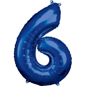 Amscan - Folienballon Blau Zahl 6 (5)