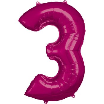 Amscan - Folienballon Pink Zahl 3 (5)