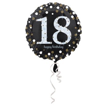 Amscan - Folienballon 18 Sparkling Birthday, Schwarz,...