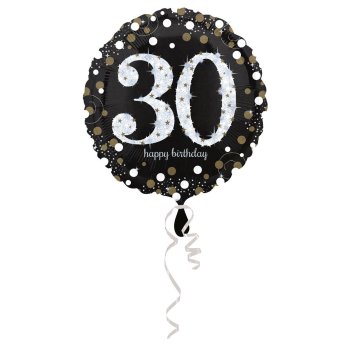 Amscan - Folienballon 30 Sparkling Birthday, Schwarz,...