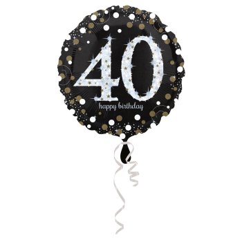 Amscan - Folienballon 40 Sparkling Birthday, Schwarz,...