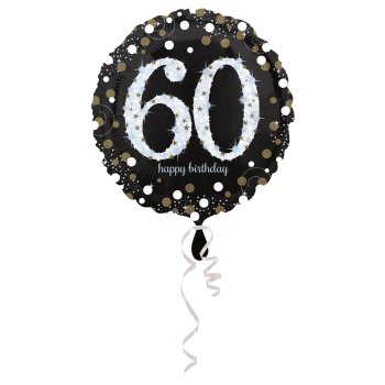 Amscan - Folienballon 60 Sparkling Birthday, Schwarz,...