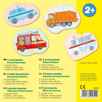 Haba - 4 erste Puzzles – ab 2 Jahre - Einsatzfahrzeuge (4)