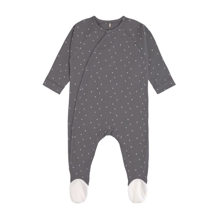 Lässig - Baby Schlafanzug mit Füßen GOTS - Pyjama Cozy Colors, Spots anthracite Gr. 50-56 (1)