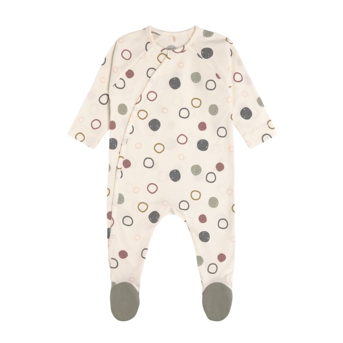 Lässig - Baby Schlafanzug mit Füßen GOTS - Pyjama Cozy Colors, Circles offwhite Gr. 62-68 (1)