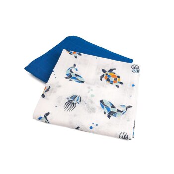 Grünspecht - Bio-Mullwindeln Meerestiere, 70 x 70 cm (A)