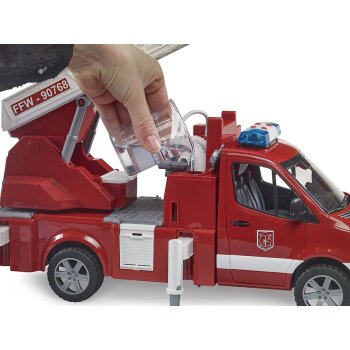 Bruder - MB Sprinter Feuerwehr mit Drehleiter, Pumpe und Light & Sound Modul 02673 (1:16) (A)