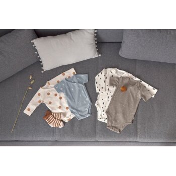 Lässig - Baby Wickelbody langarm Blocks - Light Blue, Gr. 62/68