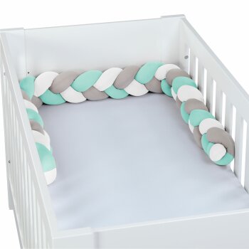 babybay - Nestchenschlange geflochten passend für Kinderbetten, weiß/beige/mint