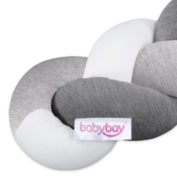 babybay - Nestchenschlange geflochten passend für Kinderbetten, ivory/hellgrau meliert/dunkelgrau meliert