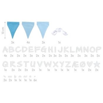 Goki - Buchstabenwimpelkette blau, mit 10 Wimpeln