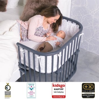 babybay - Beistellbett Maxi SCHIEFERGRAU-LACKIERT