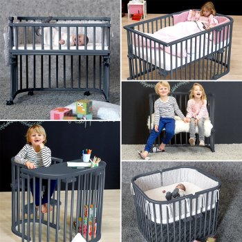 babybay - Beistellbett Maxi SCHIEFERGRAU-LACKIERT