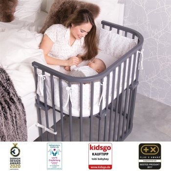 babybay - Beistellbett Boxspring SCHIEFERGRAU-LACKIERT