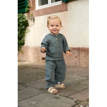 Lässig - Cozy Muslin Pants Bio-Baumwolle - Petrol Green, Gr. 74/80 (A)