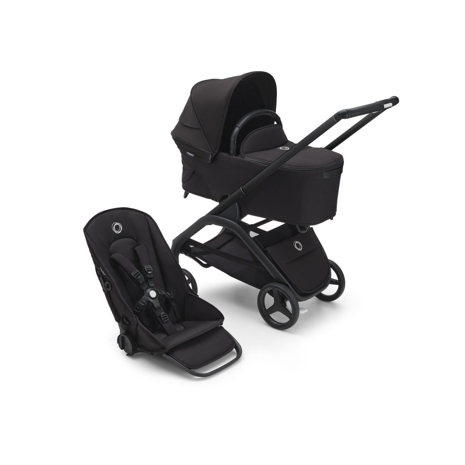 BUGABOO - Dragonfly Kinderwagen mit Liegewanne und Sitz (SCHWARZ / MITTERNACHTSSCHWARZ)