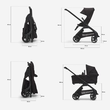 BUGABOO - Dragonfly Kinderwagen mit Liegewanne und Sitz GRAPHIT / SCHWARZ / HEAVENBLUE (A)