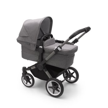 BUGABOO - Donkey 5 Duo Geschwister-Kinderwagen mit Liegewanne und Sitz CORE (GRAPHIT / GRAU-MELIERT)