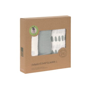 Lässig - Mulltücher (3 Stk) 85 x 85 cm - Strokes, Silbergrau (2)