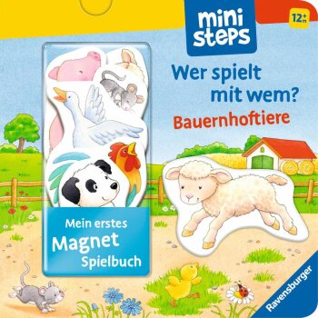 Ravensburger - ministeps - Mein erstes Magnetbuch: Wer spielt mit wem? Bauernhoftiere