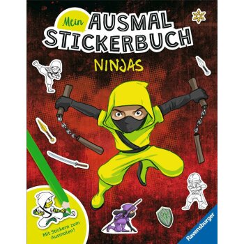 Ravensburger - Mein Ausmalstickerbuch: Ninjas