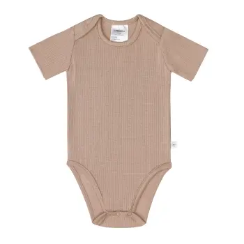 Lässig - Baby Body Kurzarm - gerippt, Hellbraun, Gr....