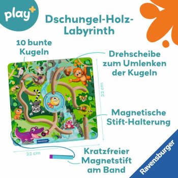 Ravensburger - Play+ Magnetisches Holz-Labyrinth: Dschungel