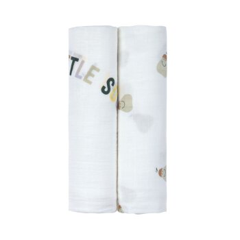 Lässig - Mulltücher 2er Set 120 x 120 cm - Happy Fruits, Pfirsich