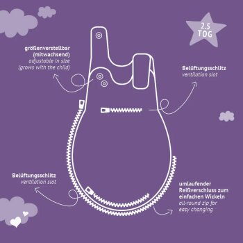 Träumeland - Baby-Ganzjahresschlafsack LIEBMICH Moon grau Gr. 68/74