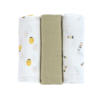 L&auml;ssig - Mullt&uuml;cher 3er Set 85 x 85 cm - Bio...
