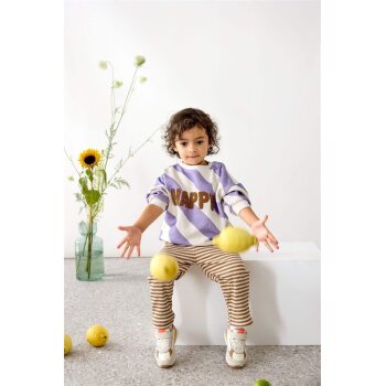 Lässig - Kids Sweater Happy - Milky/Lilac, Gestreift, 110/116, 4-6 Jahre