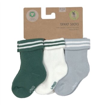 Lässig - Baby Frottee Socken 3er-Pack - Stripes Dark Green/Light Blue, Gr. 12-14