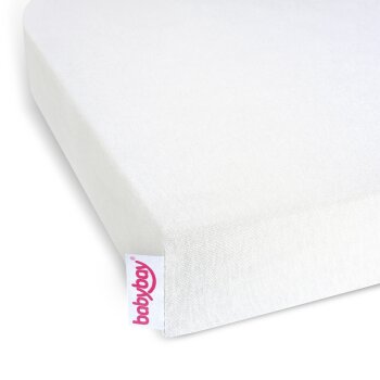 babybay - Jersey Spannbetttuch Deluxe OFF-WHITE (passend für Modell Maxi, Midi, Boxspring, Comfort und Comfort Plus)