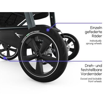 TFK - mono 3 - Kombikinderwagen 2-in-1 mit Luftreifen Premium grau