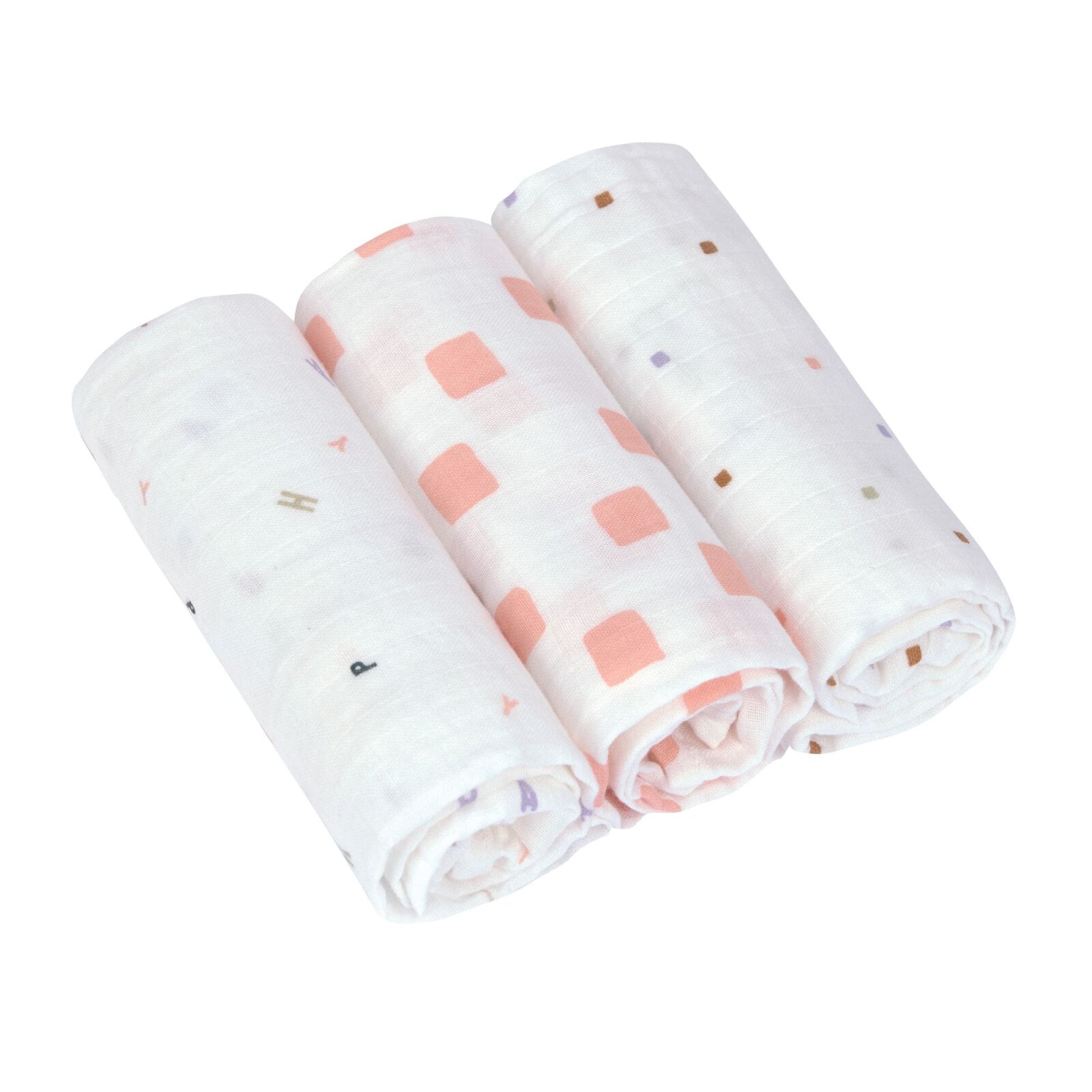 Lässig Rosa - Mulltücher 3Er Set 85 X 85 Cm - Bio Baumwolle, Happy Fruits, (2)