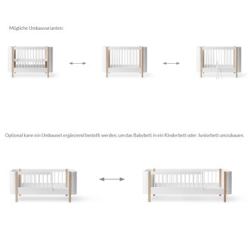 Oliver Furniture - Wood Mini+ Babybett (68 x 122 cm) Weiß / Eiche