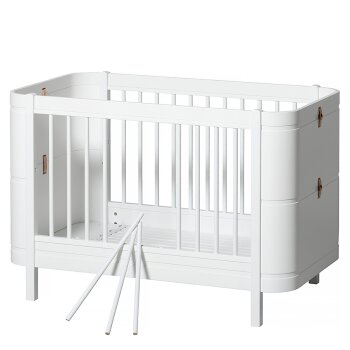 Oliver Furniture - Wood Mini+ Babybett inkl. Umbauset Juniorbett, 68x122/162 cm, Weiß