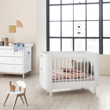 Oliver Furniture - Wood Mini+ Babybett inkl. Umbauset Juniorbett, 68x122/162 cm, Weiß