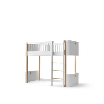 Oliver Furniture - Wood Mini+ halbhohes Hochbett (68 x 162 cm) Weiß / Eiche